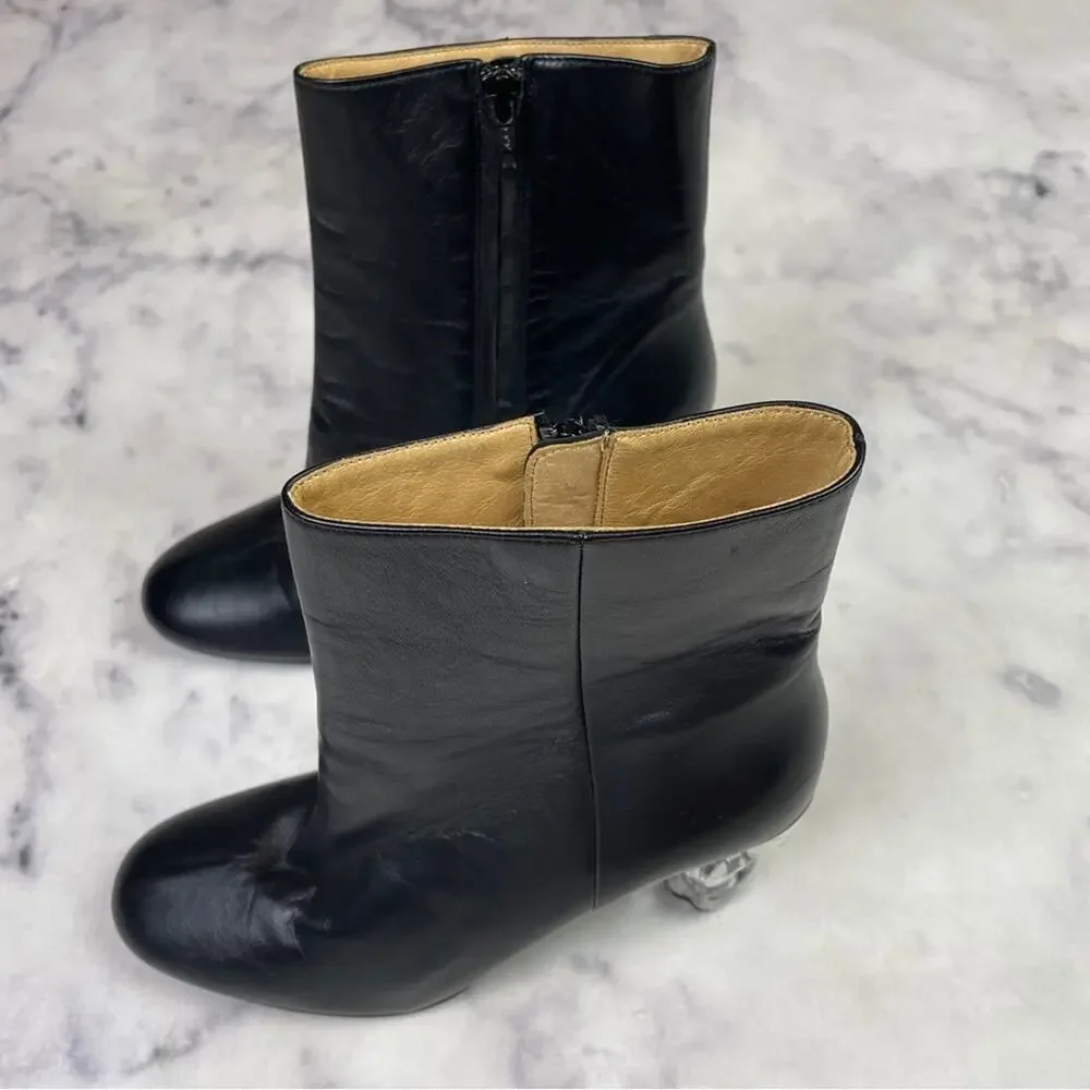 FRAME Le Luz Black Acrylic Heel Leather Ankle Boots Sz 40/9